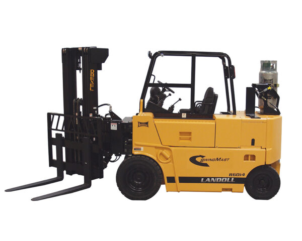 A Drexel R60i4 forklift with mast extended 45 degrees