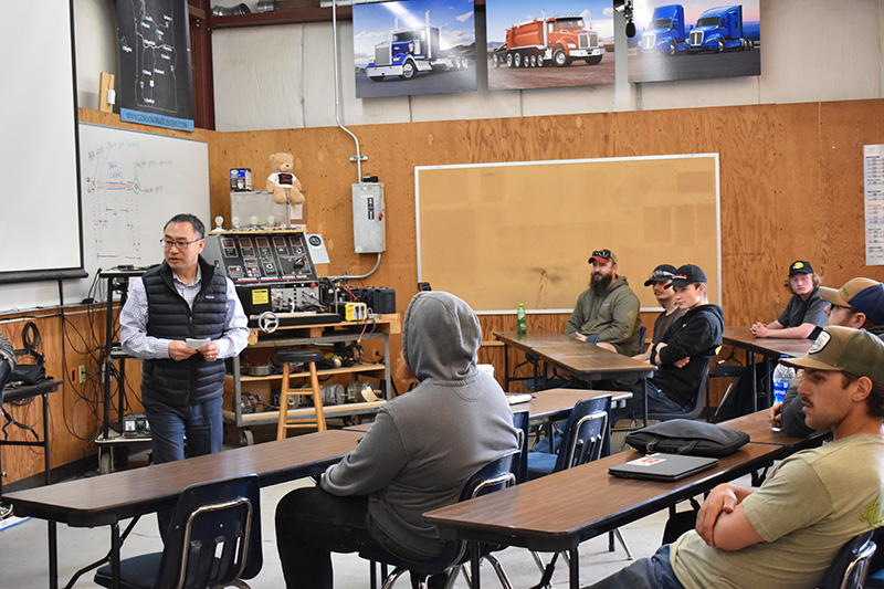 Kwang Yu, presenting to the Skagit Valley College Diesel students.